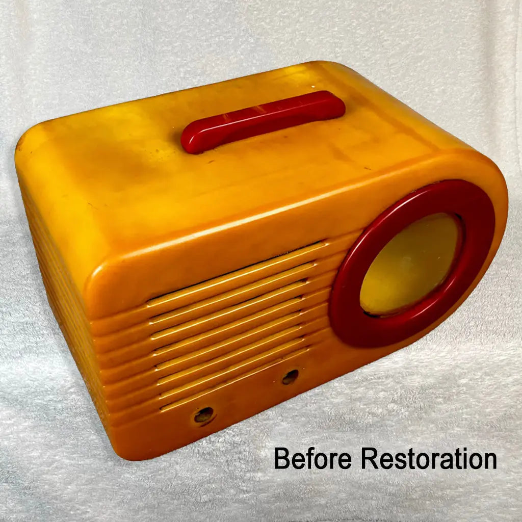 FADA 1000 "Bullet" Butterscotch and Red Catalin Radio #2 Restoration Catalin Store Sells Catalin Radios and Art Deco Radios