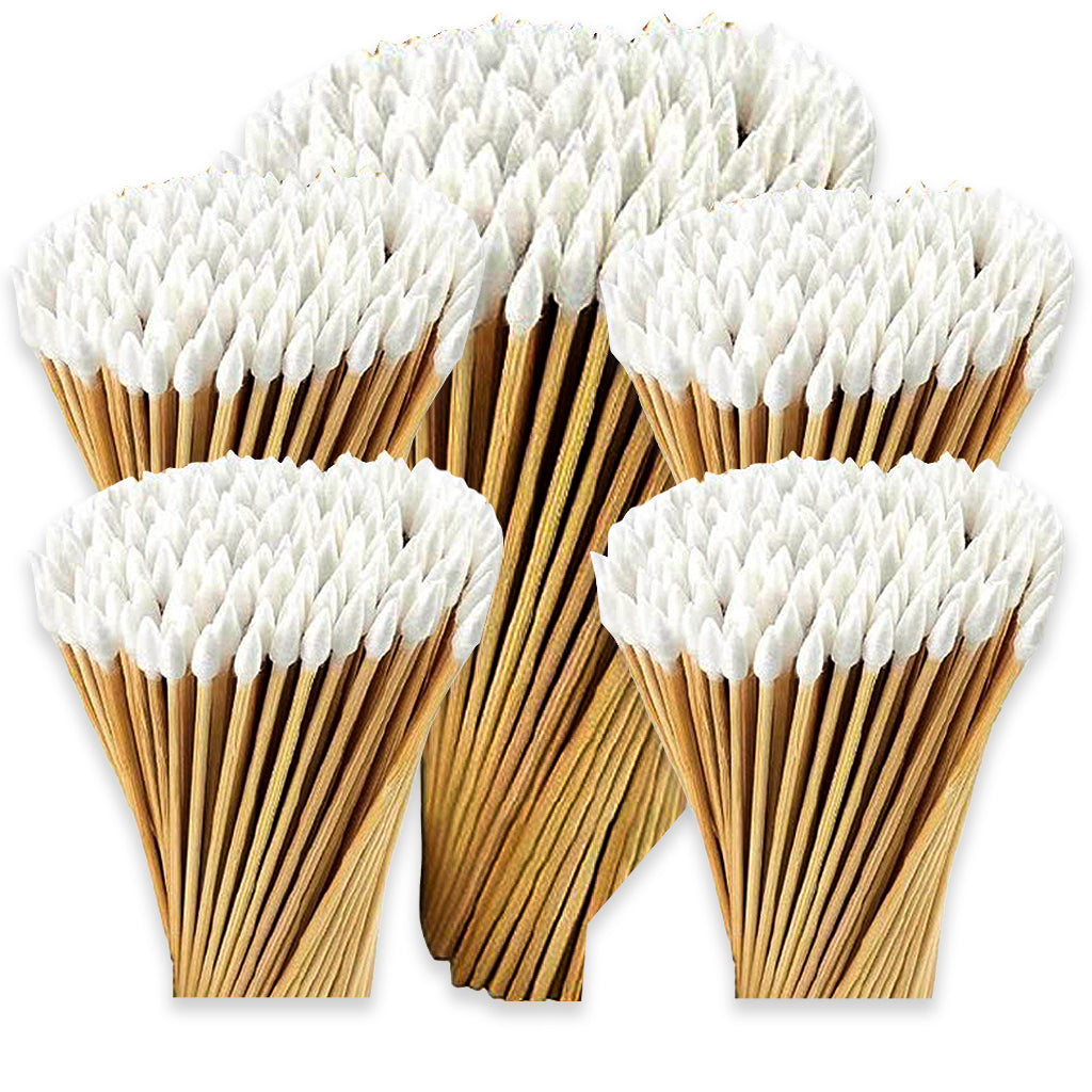 Cotton Swabs- 6" Professional Grade Pointed Tip Designed for Crevice Cleaning