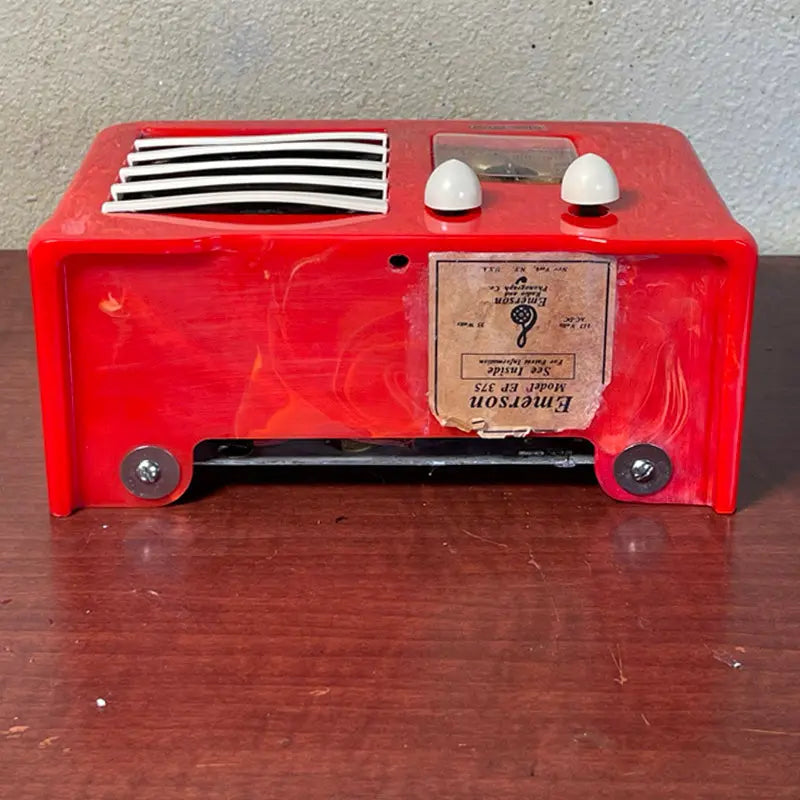 Emerson AX235 'Little Miracle' Catalin Radio- Bright Red with White Trim Catalin Store Selling Catalin Radios and Art Deco Radios