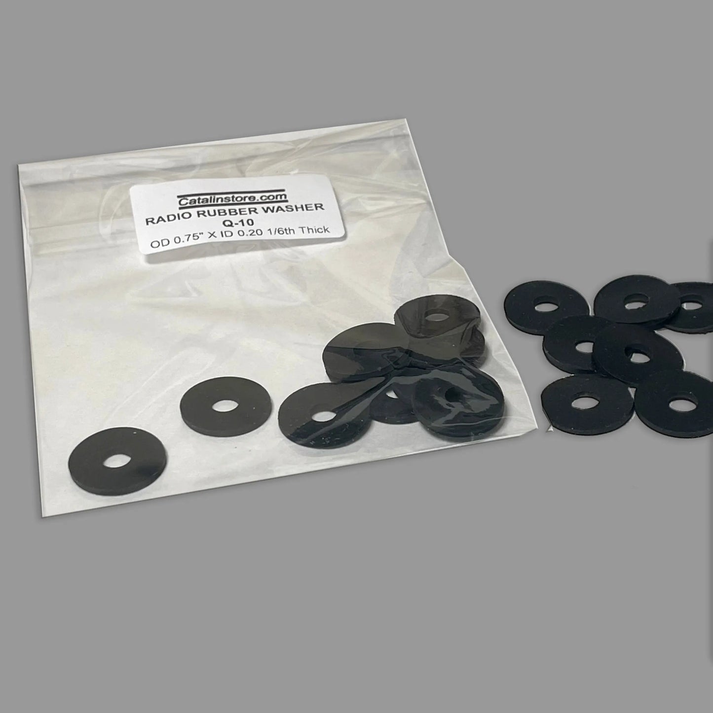Radio Black Rubber Washer- 0.75" OD, .20 ID 1/16th" Thick (PCK 10) Selling Catalin Radios and Art Deco Radios