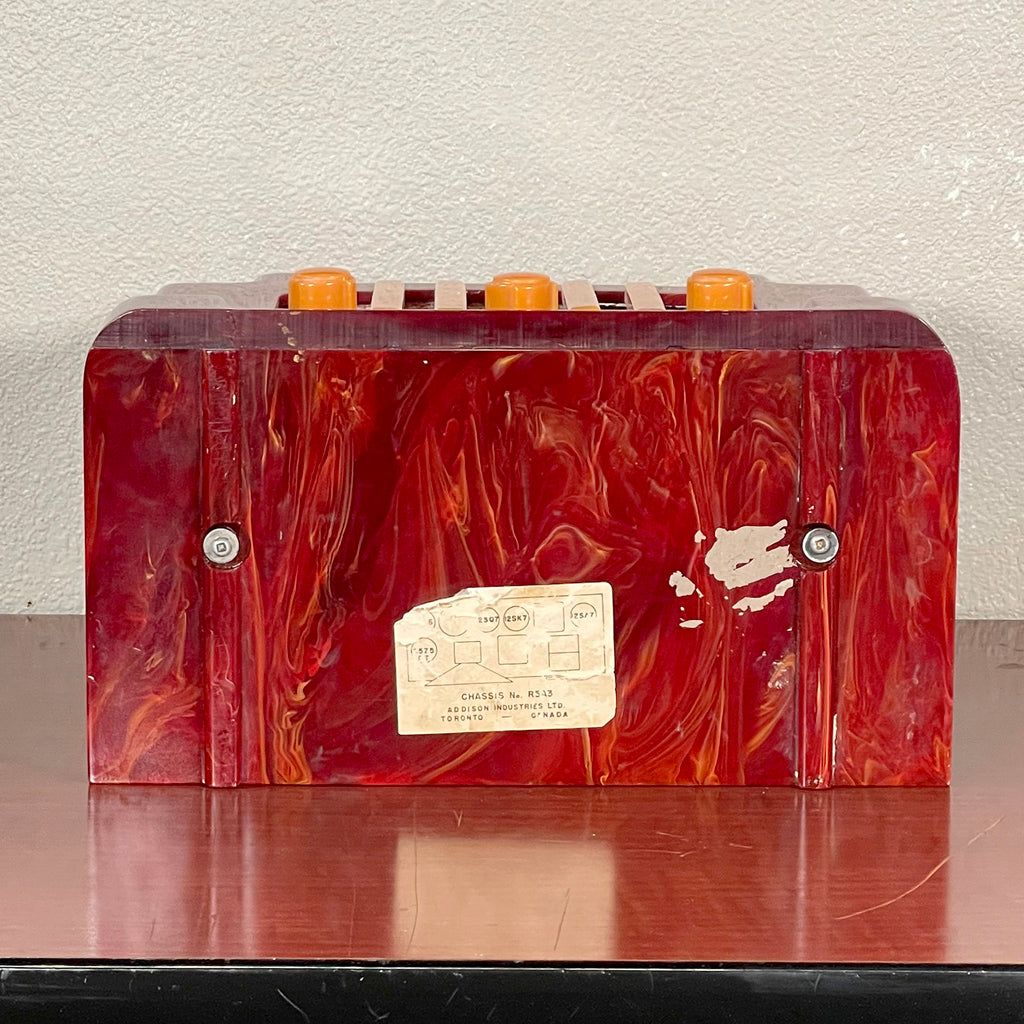 Addison 5 Catalin Radio Courthouse, Red Swirl