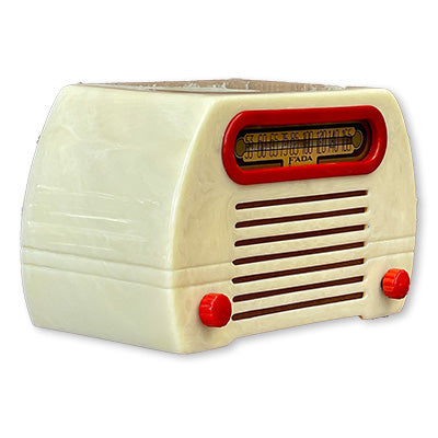FADA 652 "Temple" Catalin Radio- Alabaster, Red Trim