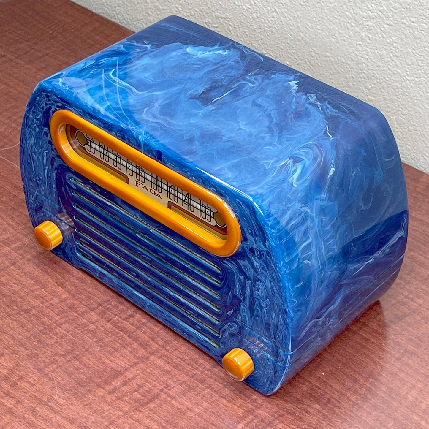 FADA 652 "Temple" Catalin Radio- Blue Swirl