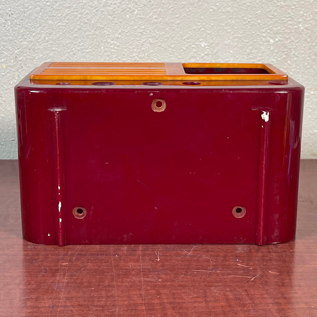 Garod 1450 "Peak-Top" Catalin Radio Maroon/Butterscotch Cabinet, Handle + Grille Only