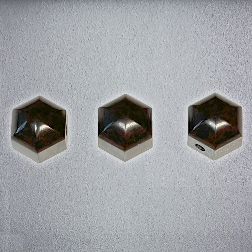 Hexagon Bakelite Matching Radio Knobs (3) With Set Screws- Dark Brown