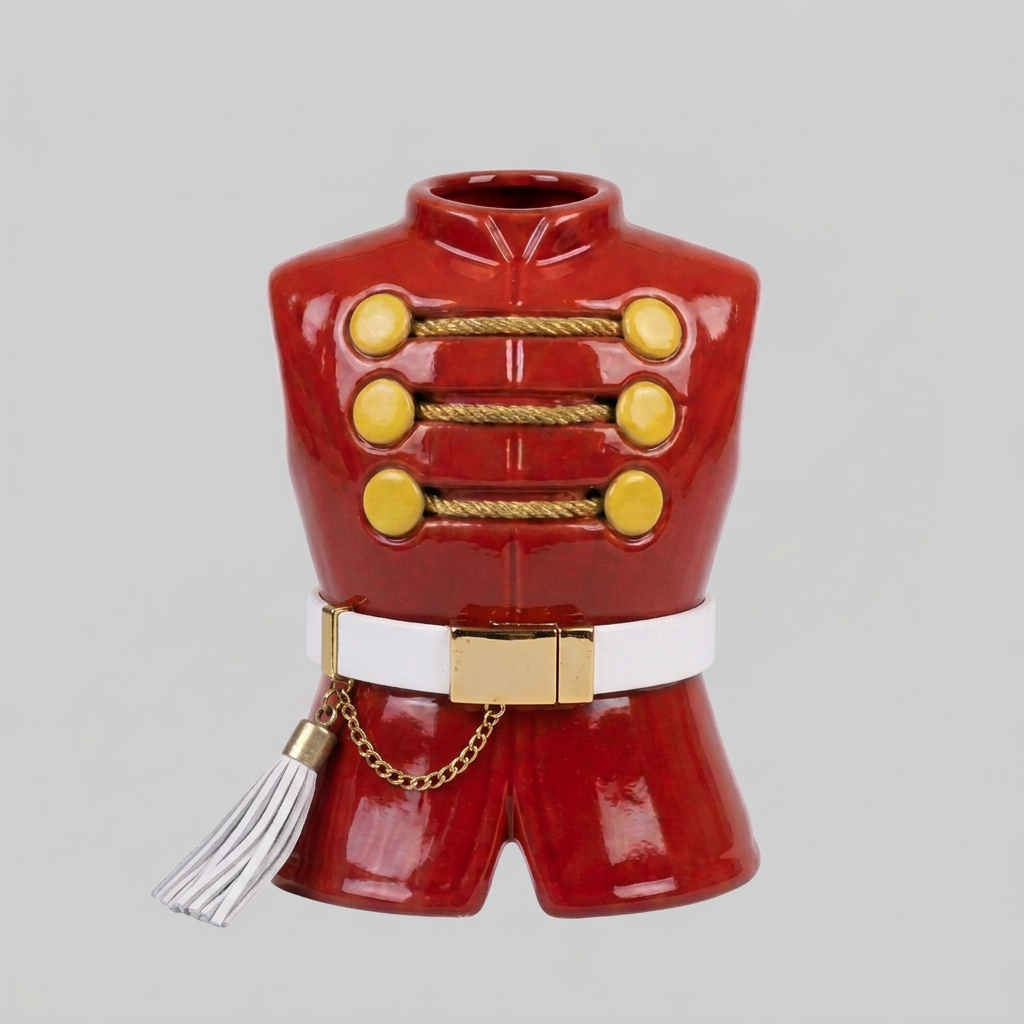 General Electric "Bandy the Bandmaster" Doll: White Leather Belt, Clasp Buckle, Tassel & Chain Embellished