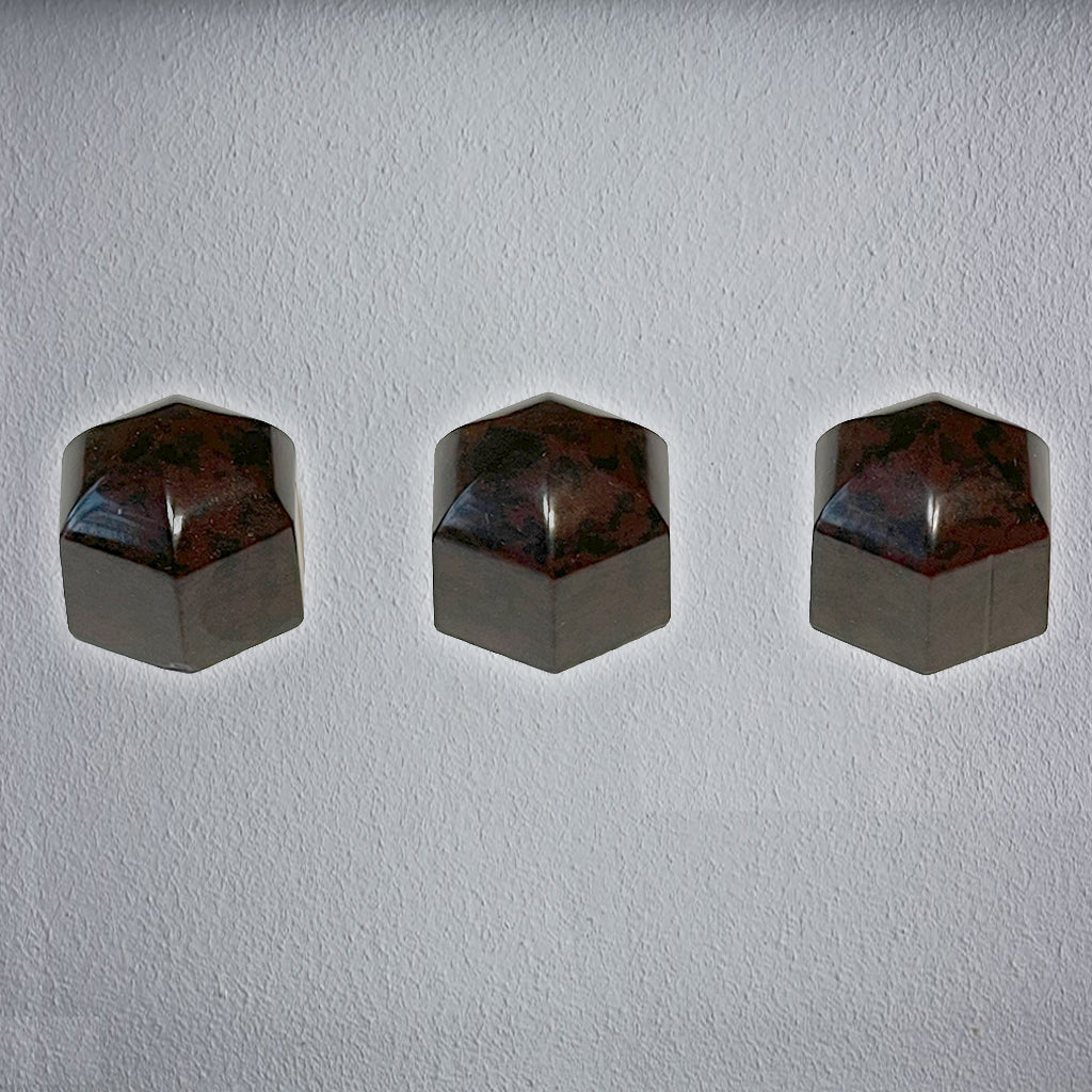 Hexagon Bakelite Matching Radio Knobs (3) With Set Screws- Dark Brown