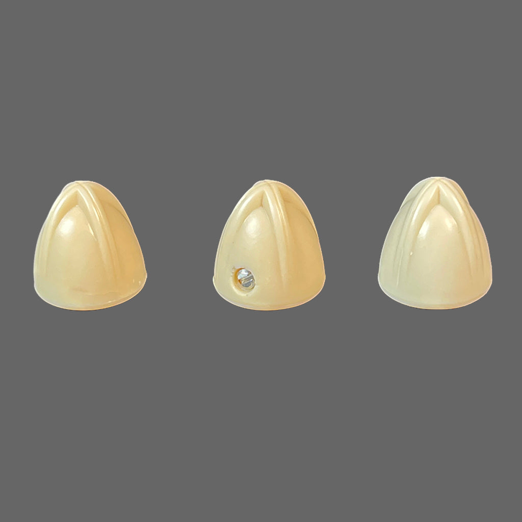 Acorn Plaskon Radio Knobs (3) With Set Screws- Ivory: Original Part