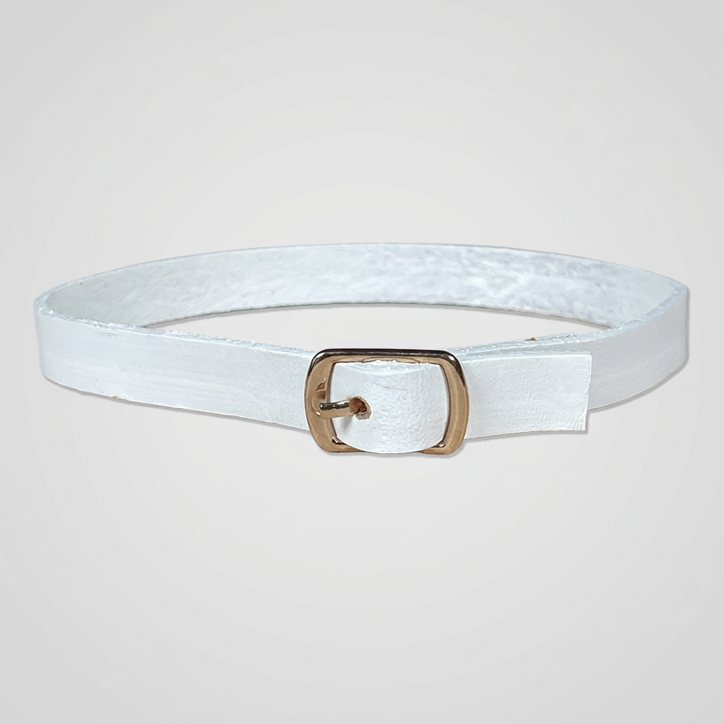 General Electric "Bandy the Bandmaster" Doll: White Leather Belt Standard Buckle- Reproduction