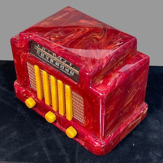 Addison 5 Catalin Radio 'Courthouse' Bright Red  ++Spectacular Marbleizing++