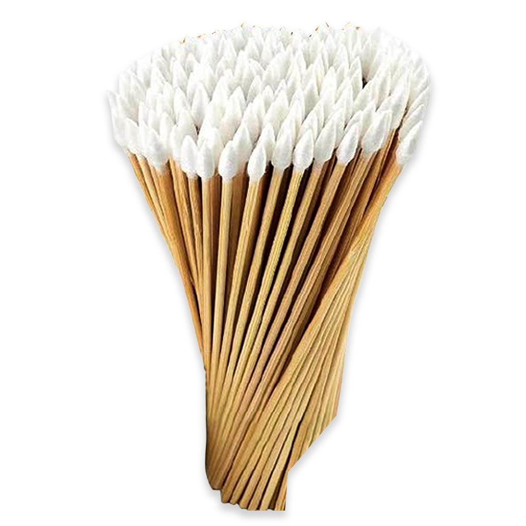 Cotton Swabs- 6" Professional Grade Pointed Tip Designed for Crevice Cleaning