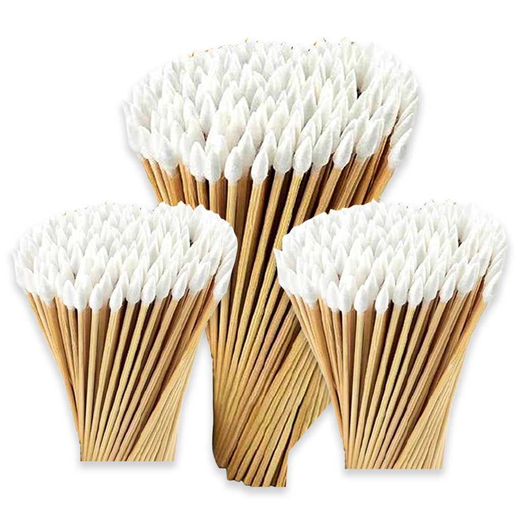 Cotton Swabs- 6" Professional Grade Pointed Tip Designed for Crevice Cleaning