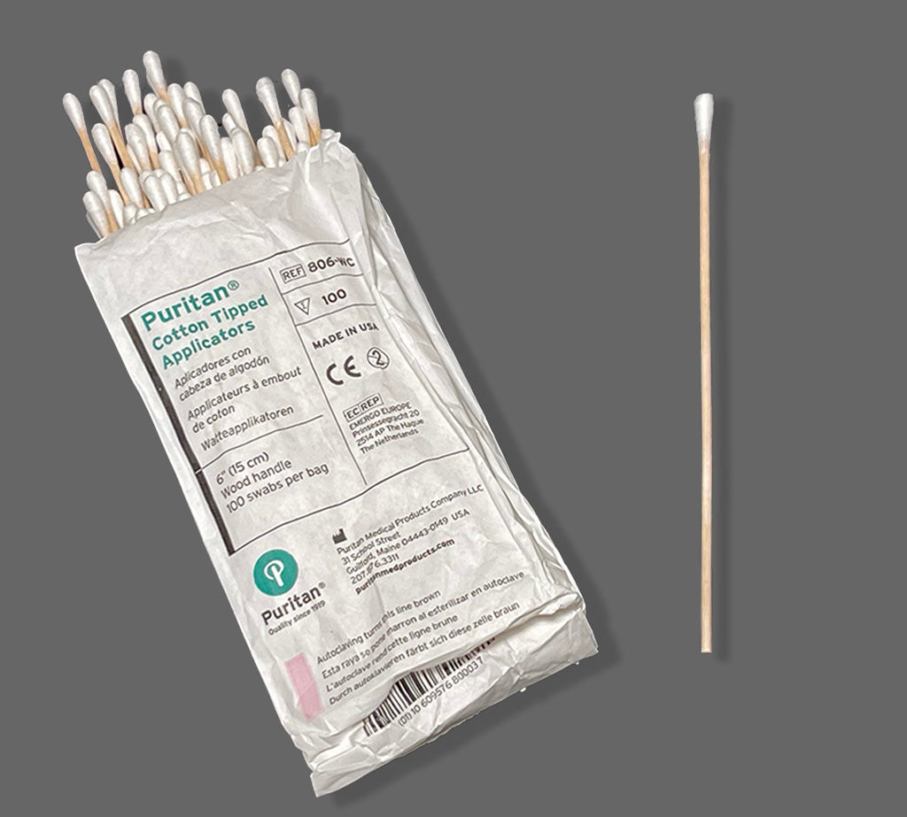 Cotton Swabs- Puritan 6" Wooded Shaft and Durable
