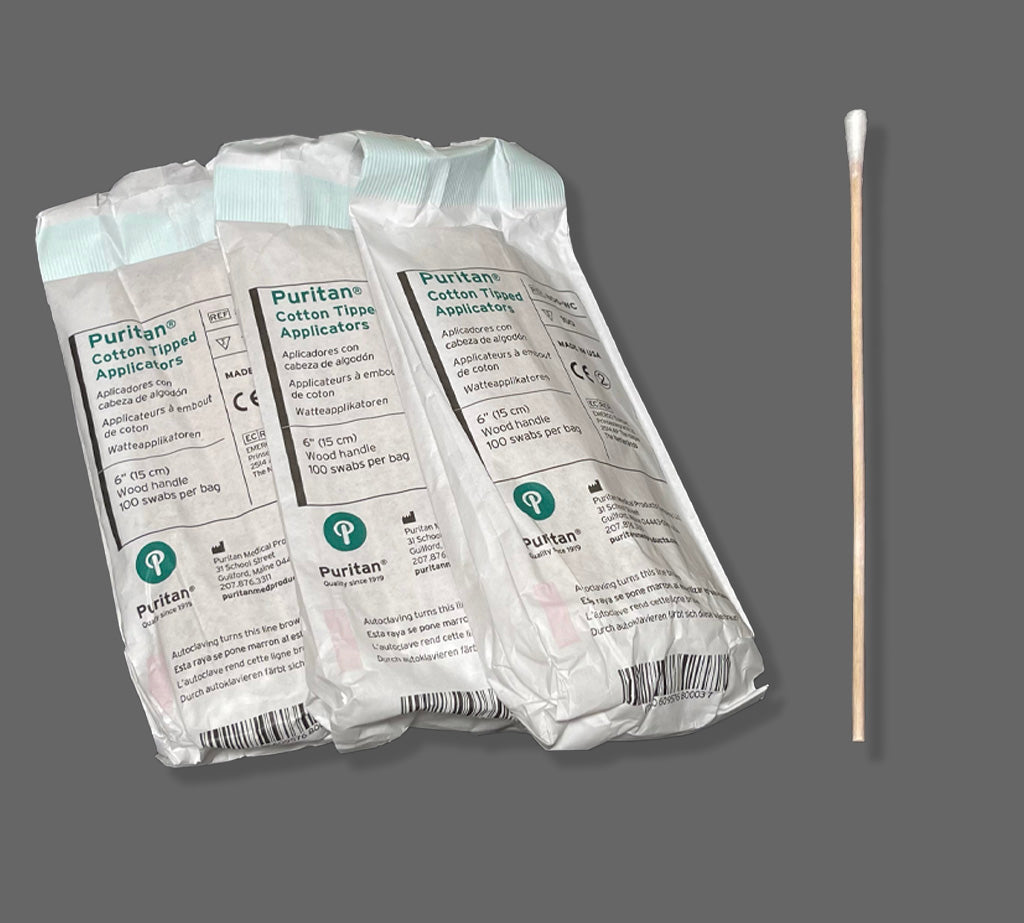 Cotton Swabs- Puritan 6" Wooded Shaft and Durable