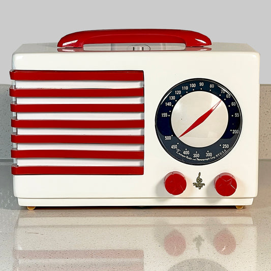 Emerson 400 "Patriot" Catalin Radio, White/All Red Restoration #3