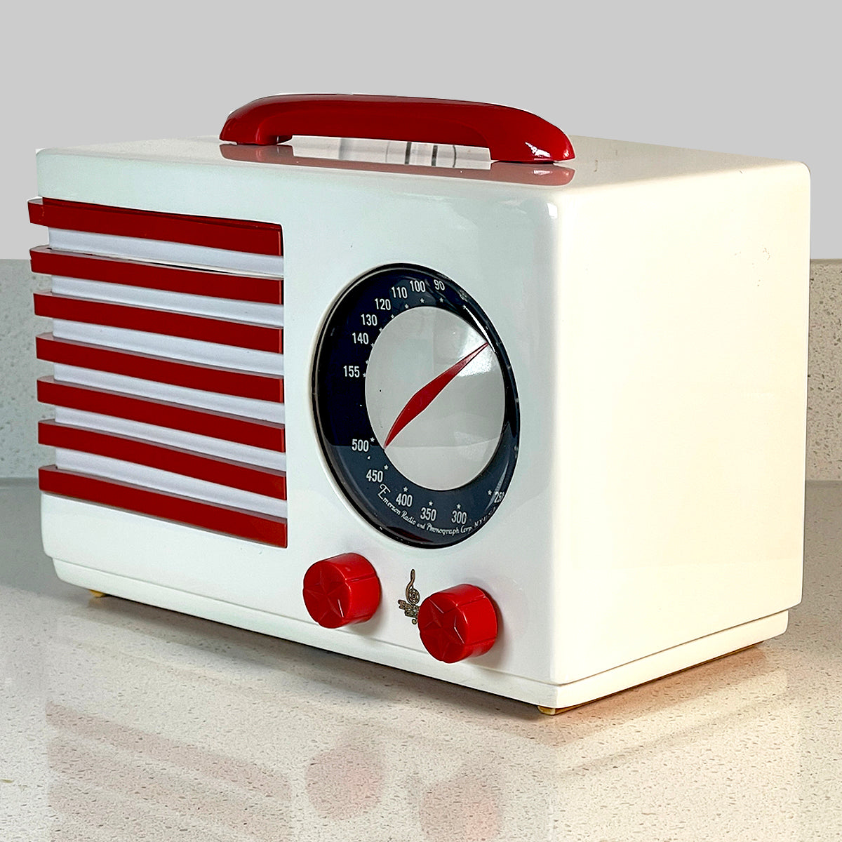 Emerson 400 "Patriot" Catalin Radio, White/All Red Restoration #3
