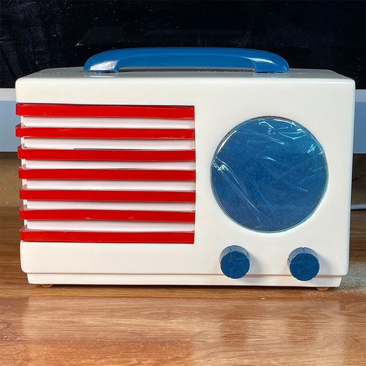 Emerson 400 "Patriot" Catalin Radio, White and Blue Restoration #3