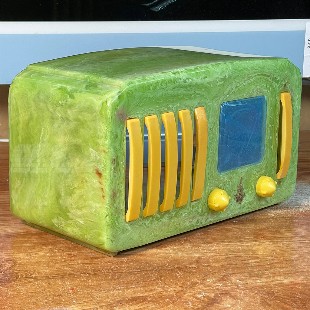 Emerson EP375 Catalin Radio Green Swirl Restoration and Repair Catalin Store Sells Catalin Radios and Art Deco Radios