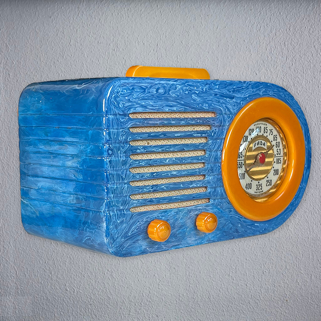 FADA 1000 "Bullet" Catalin Radio Blue Swirl and Butterscotch Restoration