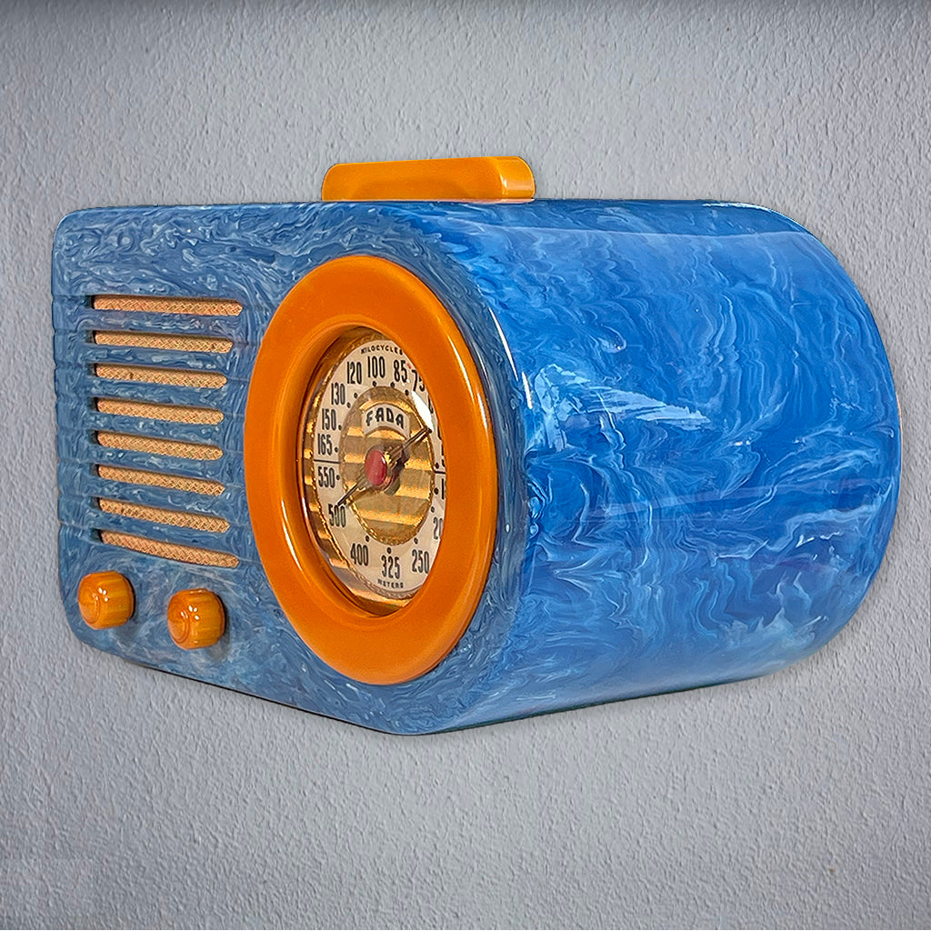FADA 1000 "Bullet" Catalin Radio Blue Swirl and Butterscotch Restoration