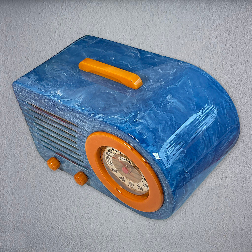 FADA 1000 "Bullet" Catalin Radio Blue Swirl and Butterscotch Restoration
