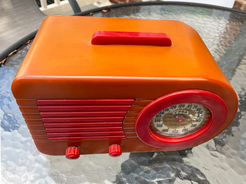 FADA 1000 'Insert Grille' Bullet Catalin Radio Yellow and Red