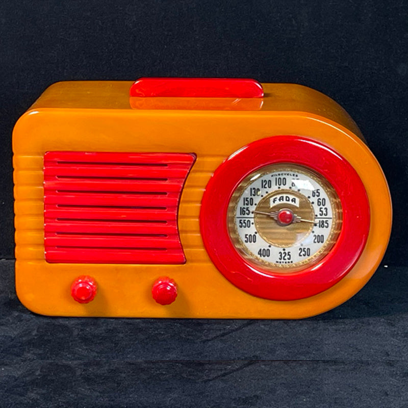 FADA 1000 'Insert Grille' Bullet Catalin Radio Yellow and Red