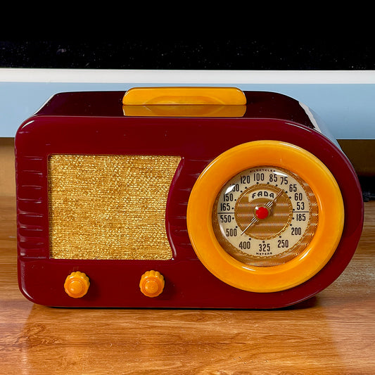 FADA 1000 "Bullet" Open Face Catalin Radio- Maroon and Butterscotch Restoration