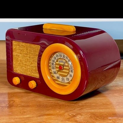 FADA 1000 "Bullet" Open Face Catalin Radio- Maroon and Butterscotch Restoration
