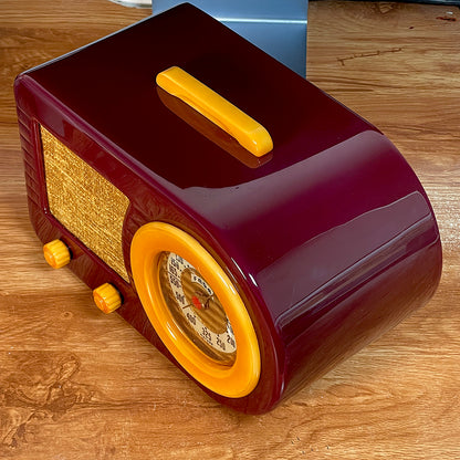 FADA 1000 "Bullet" Open Face Catalin Radio- Maroon and Butterscotch Restoration