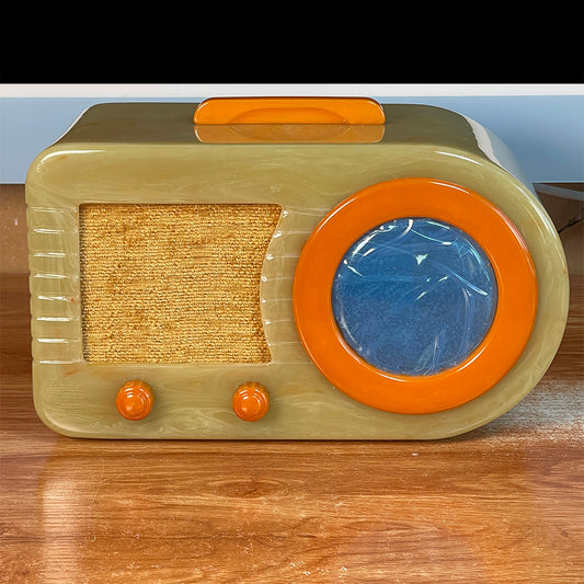 FADA 1000 "Open Grille" Catalin Radio Green Onyx and Butterscotch Radio Restoration