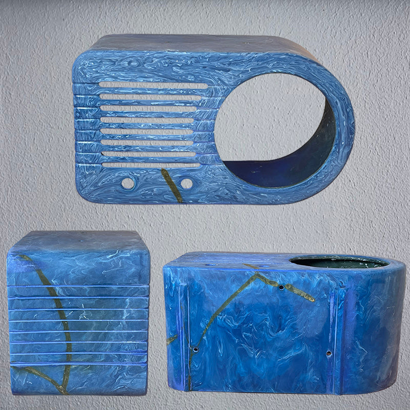 FADA 1000 "Bullet" Catalin Radio Blue Swirl and Butterscotch Restoration