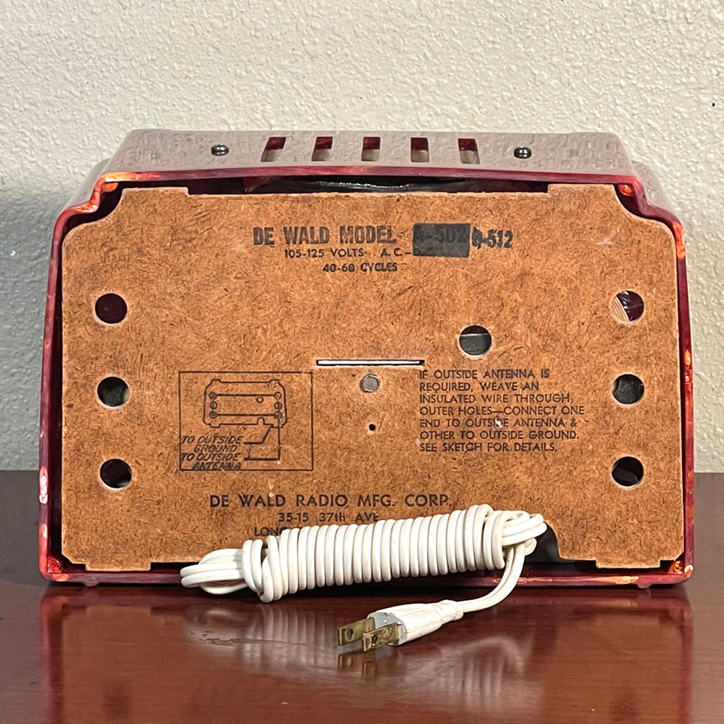 Red DeWald B-502 Catalin Radio and Clock
