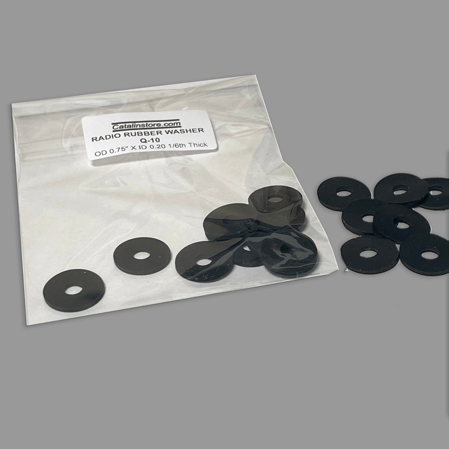 Radio Black Rubber Washer- 0.75" OD, .20 ID  1/16th" Thick (PCK 10)